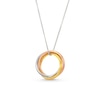 Thumbnail Image 0 of Engravable Interlocking Circle Pendant Necklace in Sterling Silver with 14K Gold Plate - 18"