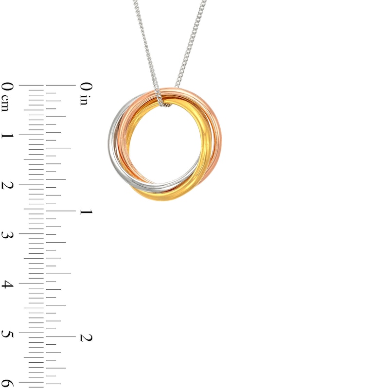Engravable Interlocking Circle Pendant Necklace in Sterling Silver with 14K Gold Plate - 18"