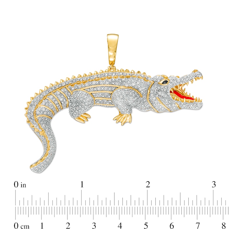 1/2 CT. T.W. Diamond Alligator Necklace Charm in Sterling Silver with 14K Gold Plate