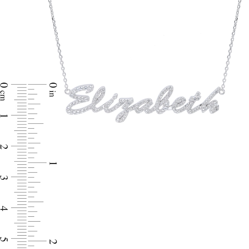 Simulated Sapphire Personalized Name Cable Chain Necklace in Sterling Silver - 18"