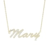 Thumbnail Image 0 of Simulated Sapphire Personalized Name Cable Chain Necklace in Sterling Silver with 14K Gold Plate - 18"