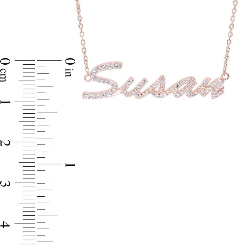 Simulated Sapphire Personalized Name Cable Chain Necklace in Sterling Silver with 14K Rose Gold Plate - 18"