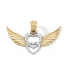 Thumbnail Image 0 of 10K Solid Gold Double Heart with Wings Two-Tone Necklace Charm