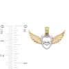 Thumbnail Image 3 of 10K Solid Gold Double Heart with Wings Two-Tone Necklace Charm