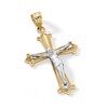 Thumbnail Image 2 of 10K Solid Tapered Crucifix Two-Tone Necklace Charm