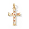 Thumbnail Image 0 of 10K Hollow Gold Cross Tri-Tone Necklace Charm