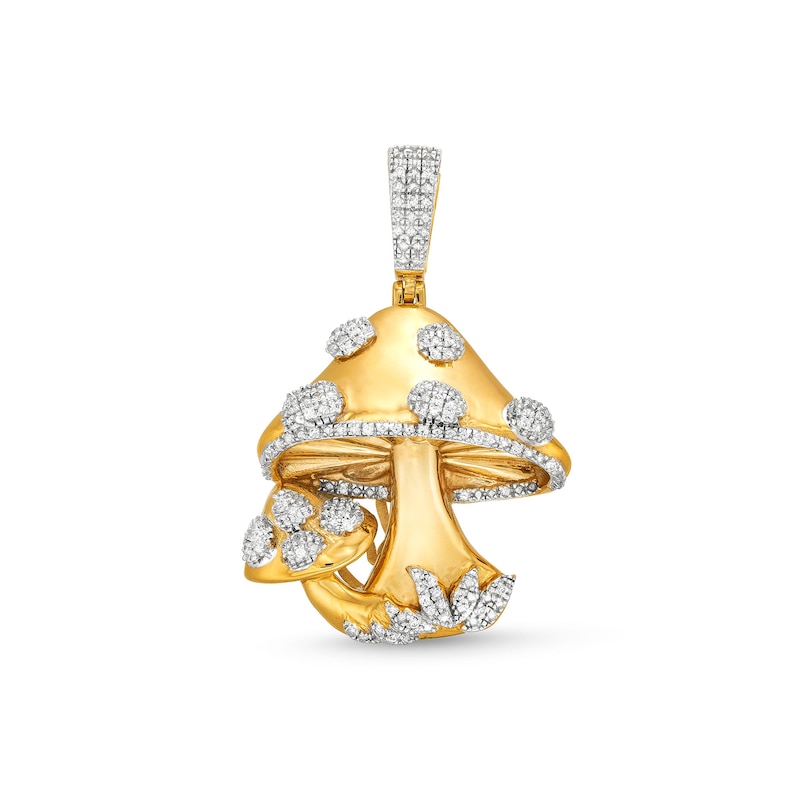 1/6 CT. T.W. Diamond Multi-Mushroom Necklace Charm in Sterling Silver with 14K Gold Plate