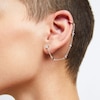 Thumbnail Image 1 of ​​​​​​​Sterling Silver CZ Princess-Cut Stud and Cable Chain Cuff Earring