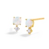 Thumbnail Image 0 of 10K Solid Gold Simulated Opal and CZ Stacked Studs