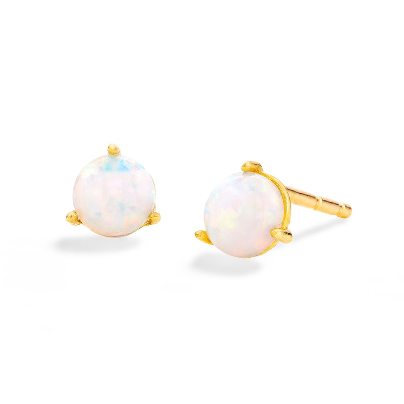 10K Solid Gold Simulated Opal Rounded Studs