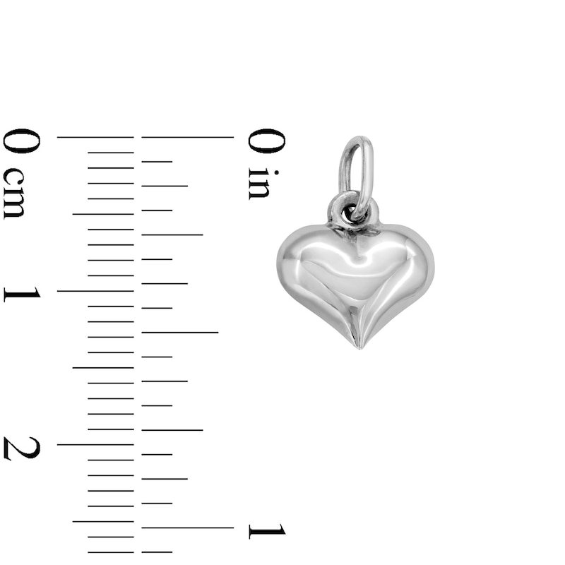 10K Hollow White Gold Puffy Heart Charm
