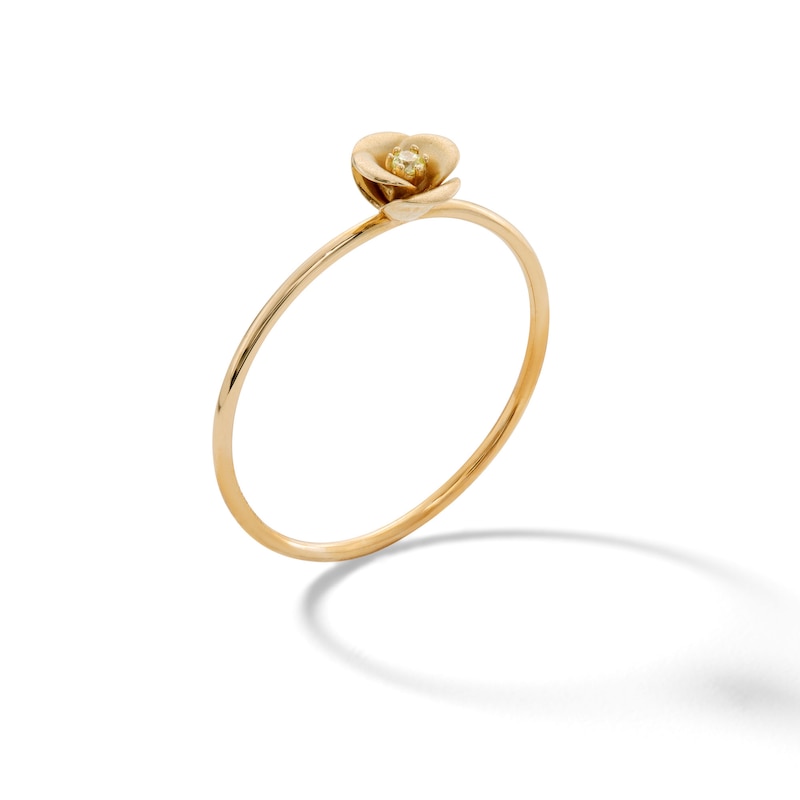 10K Solid Gold CZ Poppy Ring