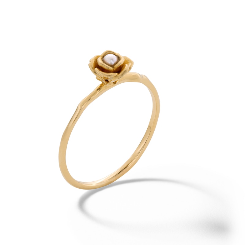 10K Solid Gold Cultured Freshwater Pearl Rose Ring