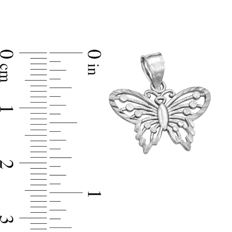 10K Solid White Gold Butterfly Necklace Charm