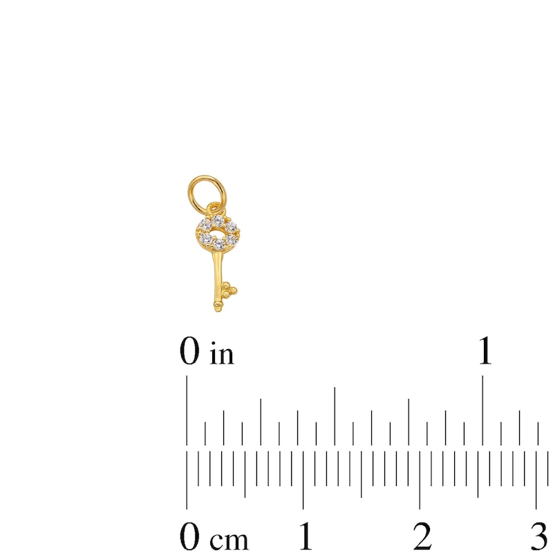 14K Semi-Solid Gold CZ Key Charm