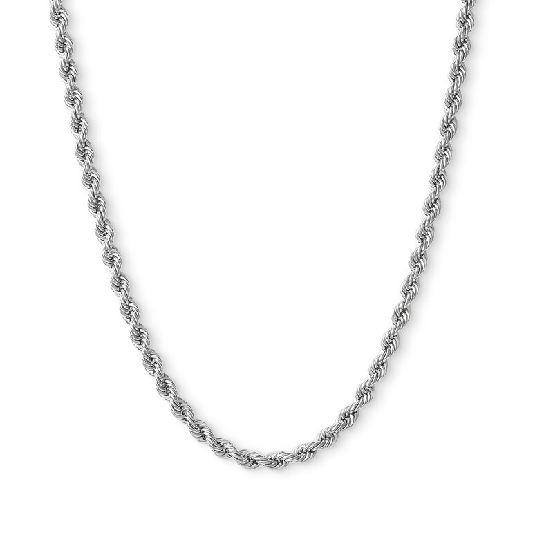 10K Hollow White Gold Rope Chain - 26"