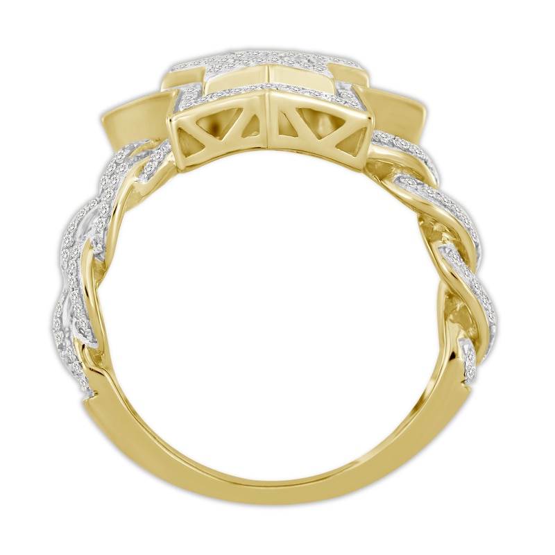 10K Solid Gold 3/4 CT. T.W. Diamond Tiered Star Chain Link Ring