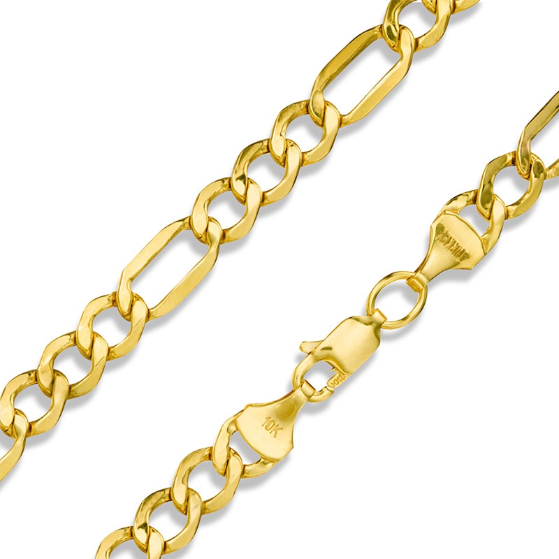 14K Hollow Gold Beveled Figaro Chain - 26"