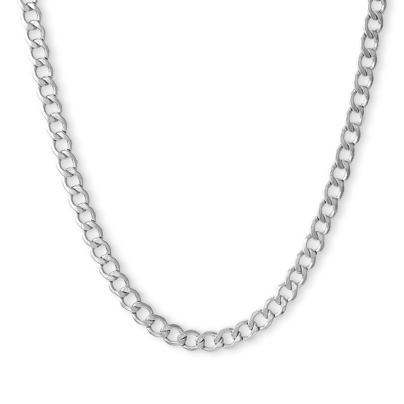 10K Hollow White Gold Beveled Curb Chain - 20"