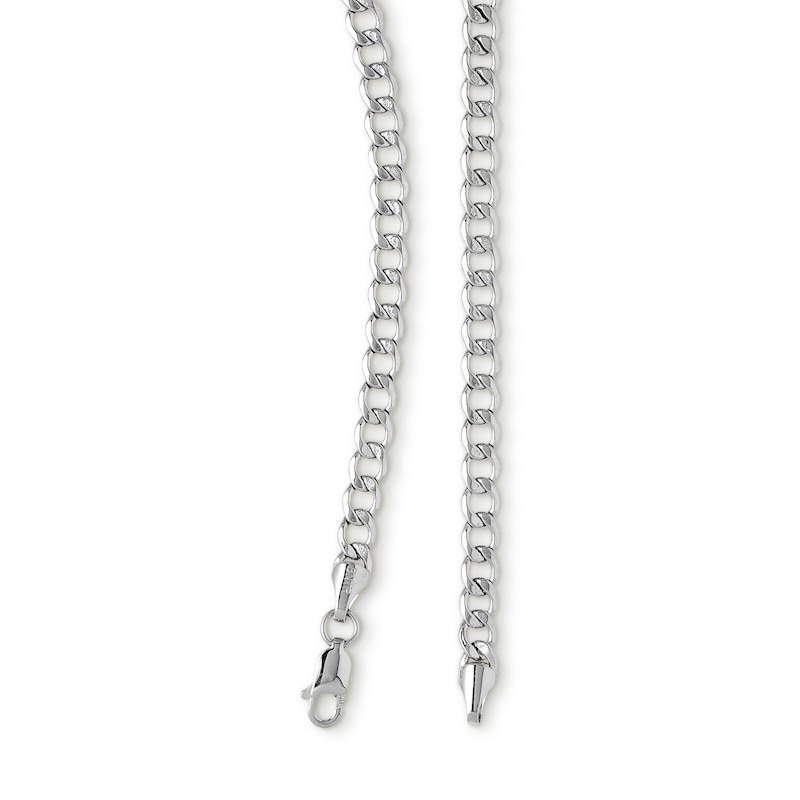 10K Hollow White Gold Beveled Curb Chain - 20"