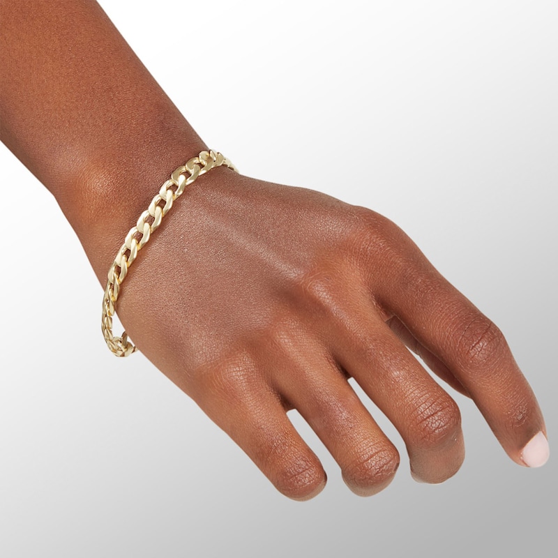 14K Hollow Gold Curb Chain Bracelet - 7.5"