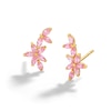 Thumbnail Image 0 of 10K Solid Gold CZ Pink Flower Cluster Studs