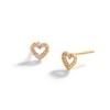 Thumbnail Image 0 of 10K Solid Gold CZ Pink Open Heart Studs