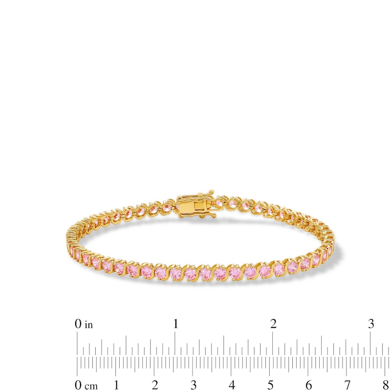 10K Solid Gold CZ Pink Link Bracelet