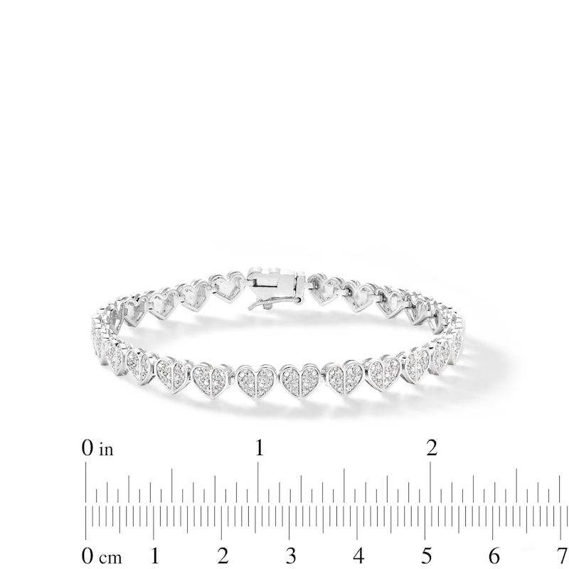 Sterling Silver Diamond Accent Multi-Heart Bracelet