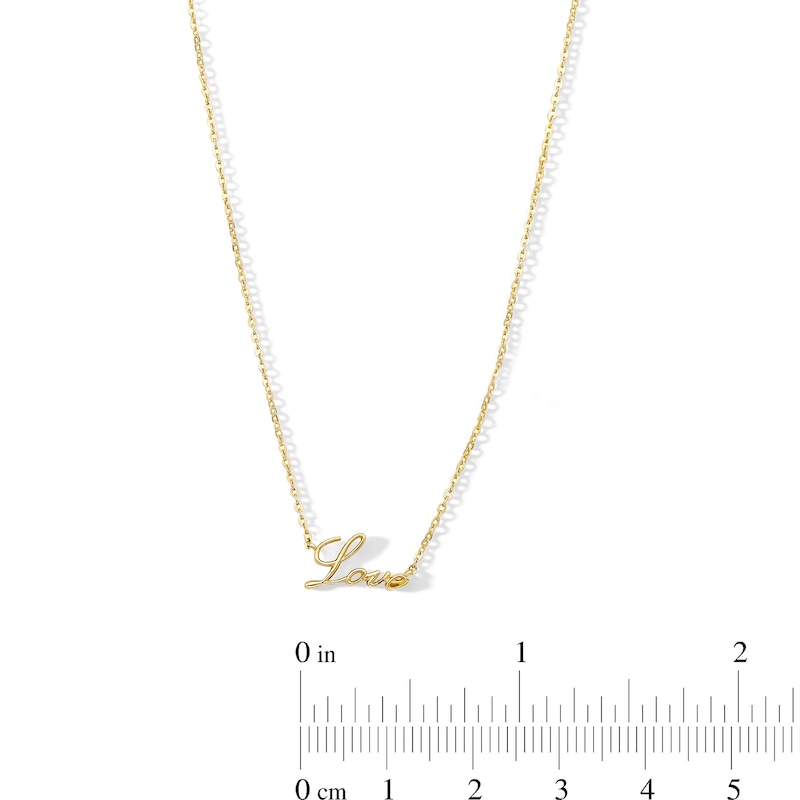 10K Solid Gold Love Script Heart Necklace