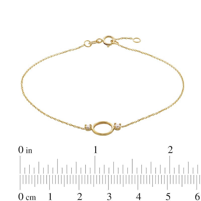 10K Solid Gold CZ Open Circle Bracelet - 7.5
