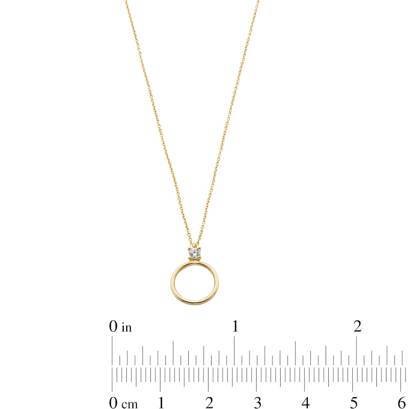 10K Solid Gold CZ Open Circle Necklace