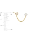 Thumbnail Image 2 of 10K Semi-Solid Gold CZ Heart and Star Chain Stud