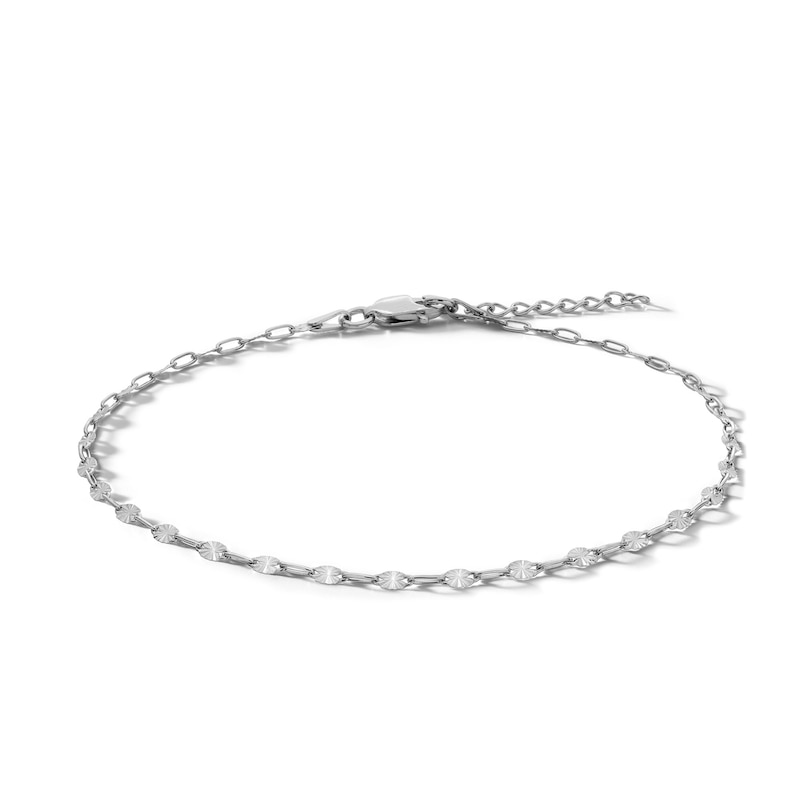 Sterling Silver Sun Cable Chain Anklet Made in Italy - 9" + 1"