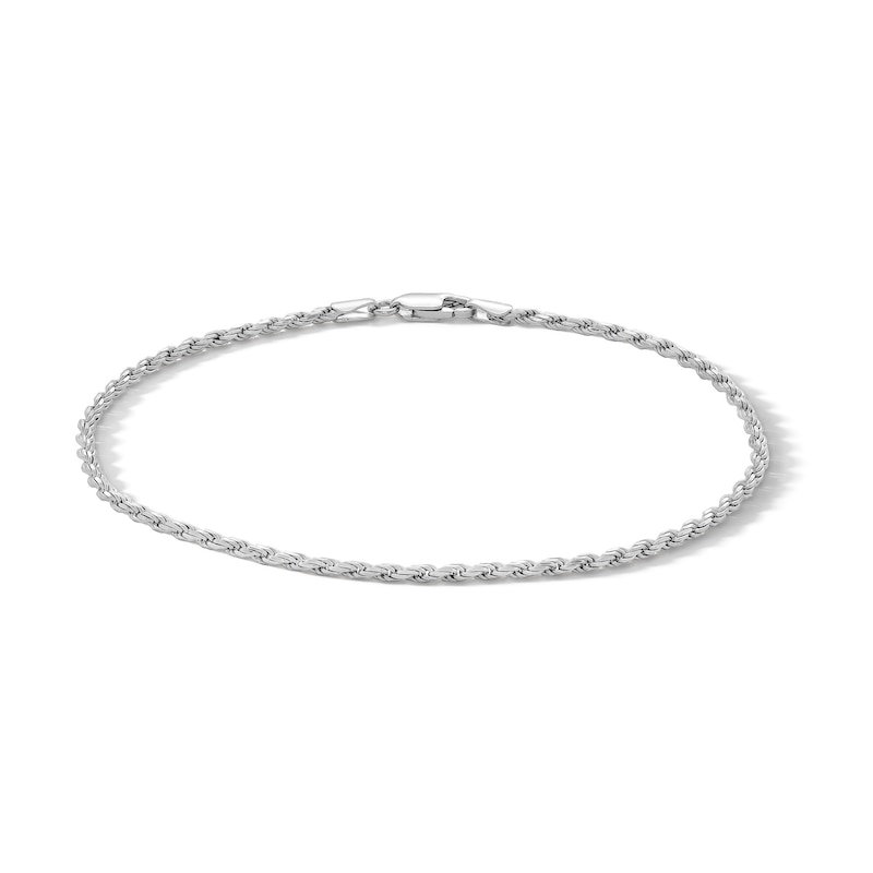 Sterling Silver Rope Chain Anklet Made in Italy - 10"