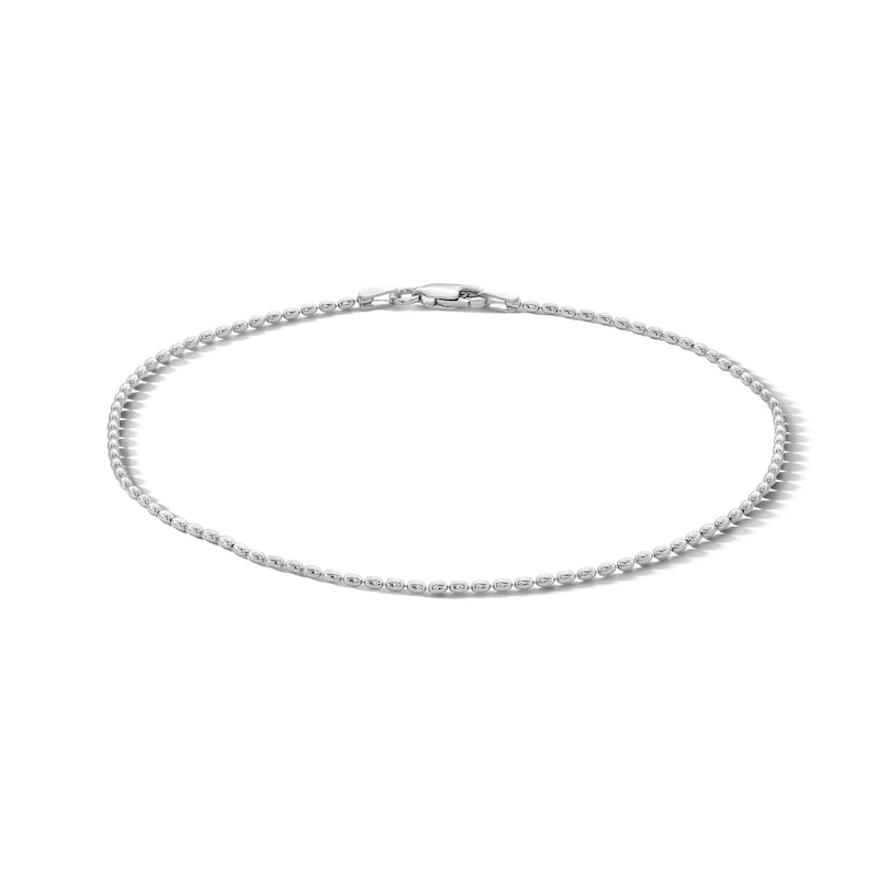 ​​​​​​​Sterling Silver Oval Bead Chain Anklet Made in Italy - 10"