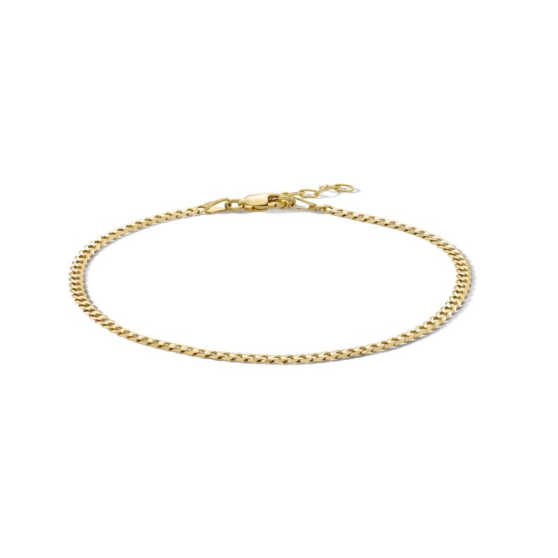 10K Solid Gold Curb Chain Anklet Made in Italy - 10"