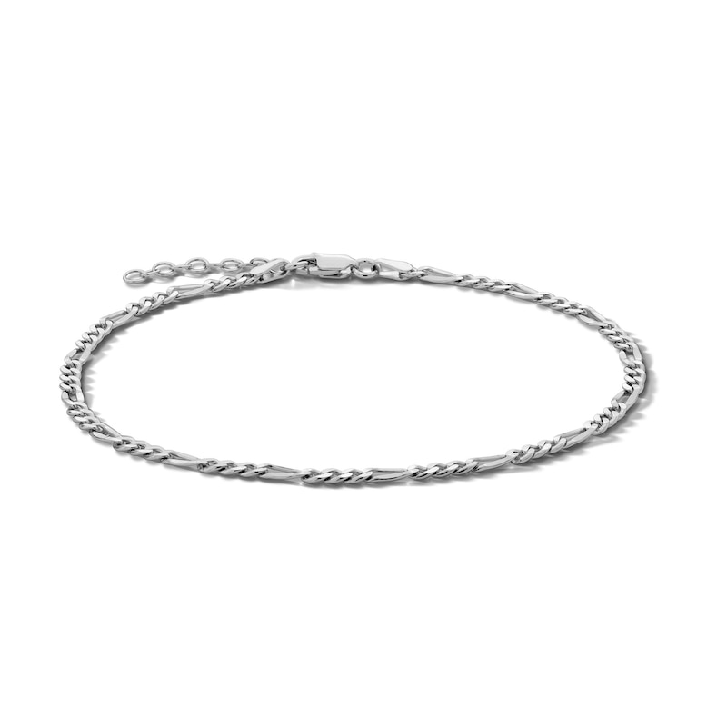 Sterling Silver Diamond Cut Figaro Chain Anklet Made in Italy - 9"