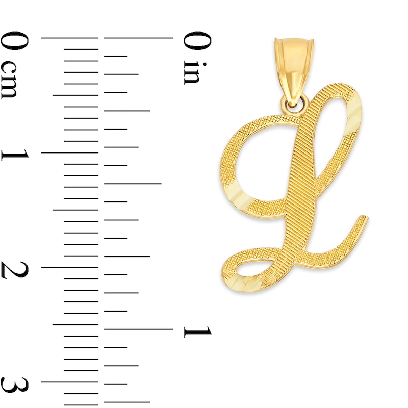 10K Solid Gold Diamond Cut Script Letter L Charm