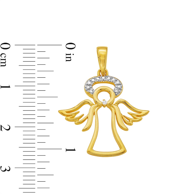 18K Gold Plated Diamond Accent Angel Necklace Charm