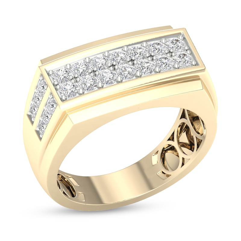 ​​​​​​​​​​​​​​10K Solid Gold 1 CT. T.W. Lab-Created Diamond Double Row Ring